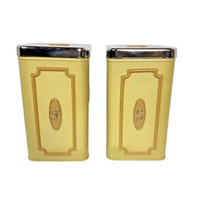 Vintage Ekco Canada Canister 2pc set Flour and Sugar 1960's THE QUEEN LINE